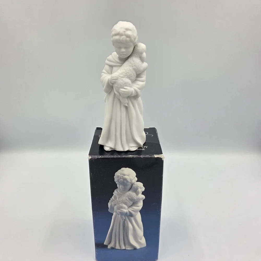 Avon Nativity Collectibles The Shepherd Boy Lamb Porcelain Bisque‎ Figurine 1983